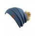 New CC Brand Exclusive Soft Stretch Cable Knit Faux Fur Pom Pom CC Beanie Hat  eb-81258629